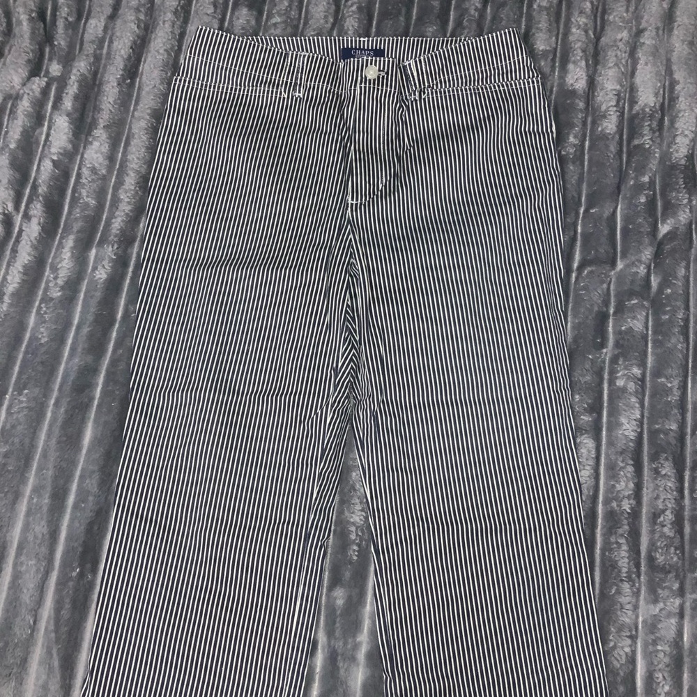 Chaps Black and White Striped Ankle Jeans